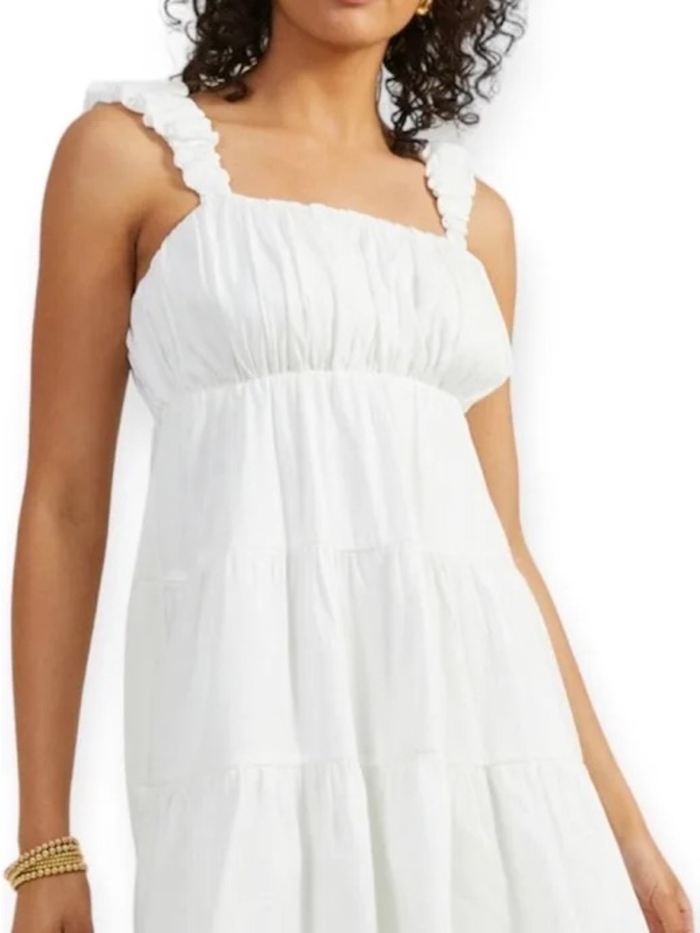 Altar’d State White Tiered Dress with Ruffled Straps